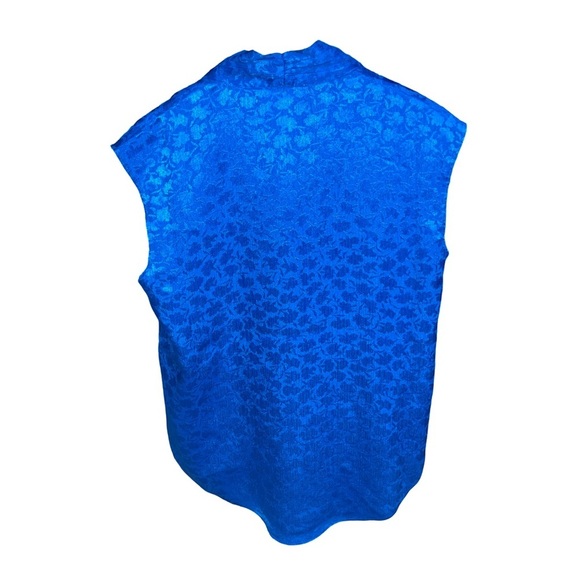 NWT MICHAEL Michael Kors l Fleur Jacquard Sleeveless Silk top PM Grecian Blue - Picture 6 of 15